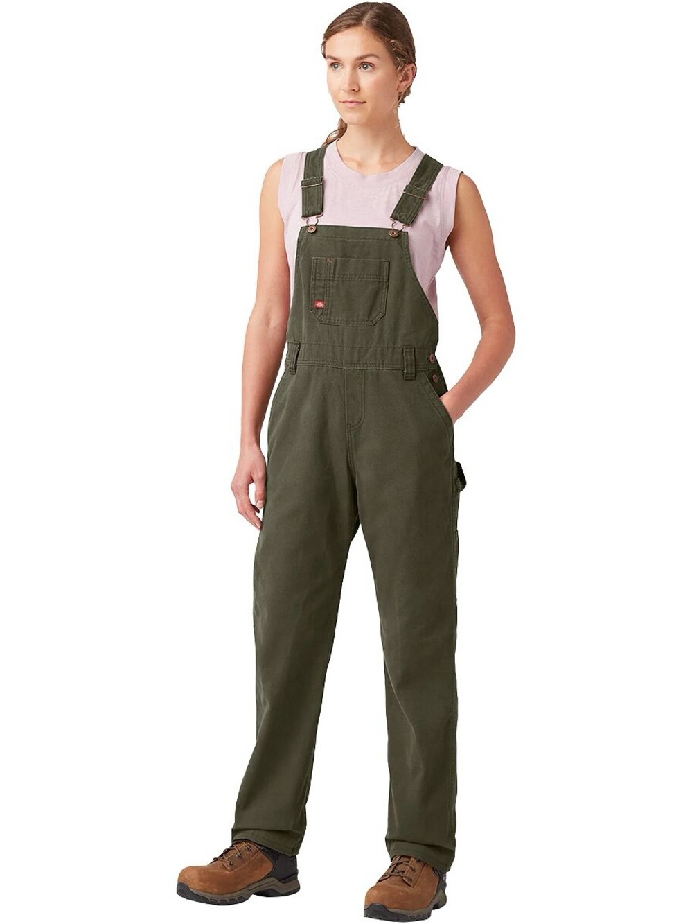 Dickies Bib Relaxed Straight Overalls - Olive Green M